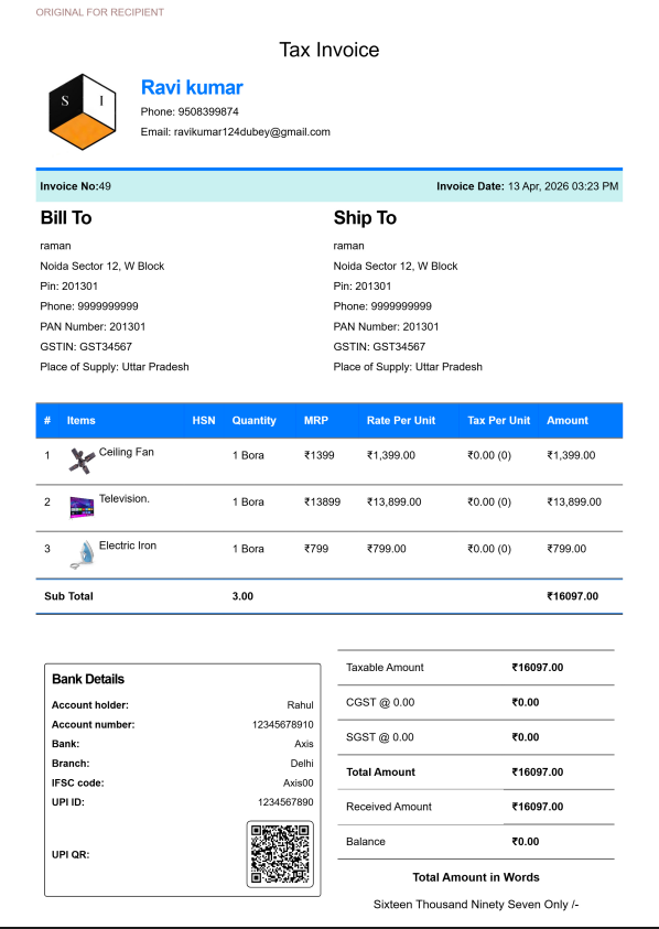Modern Electrical Invoice