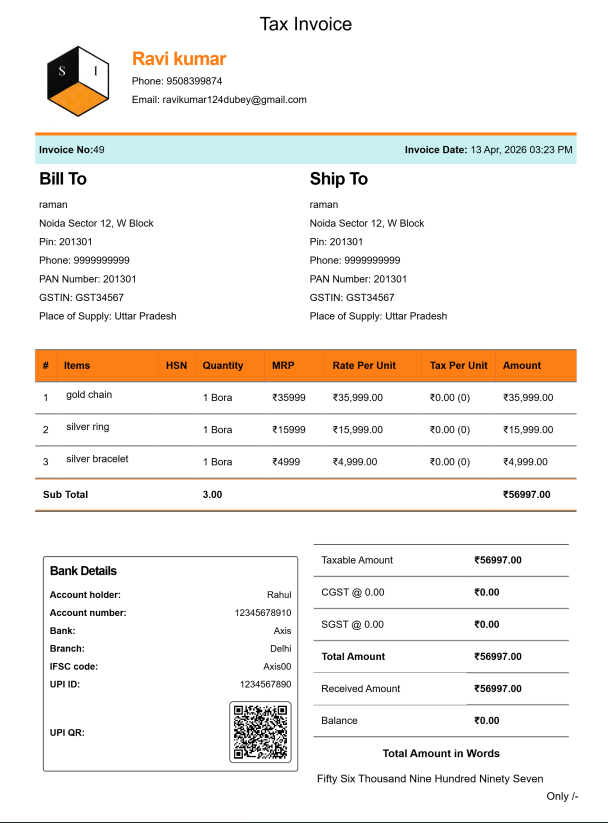 Modern Jewellery Bill