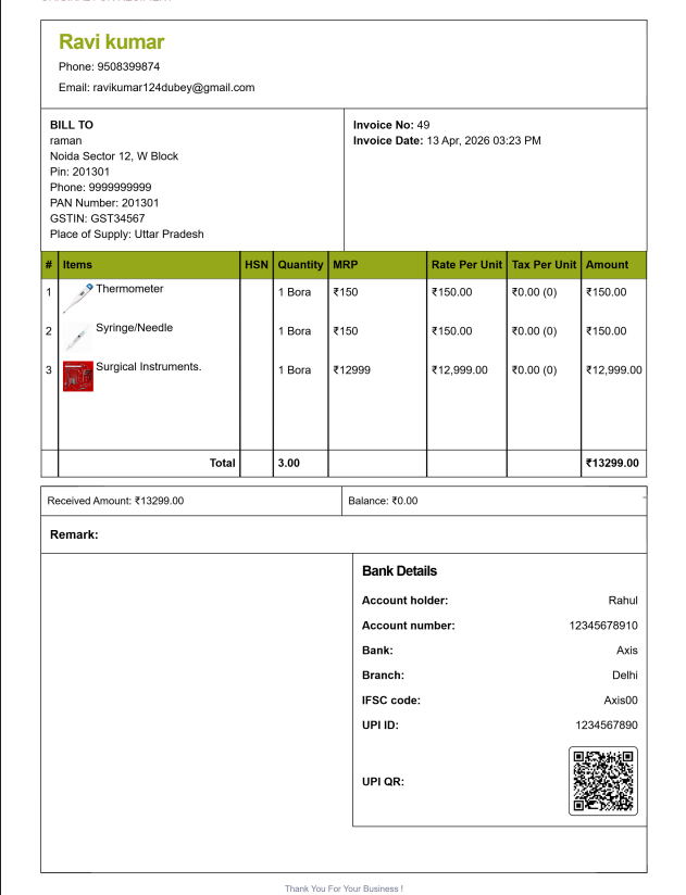 Bill Book Medical Bill