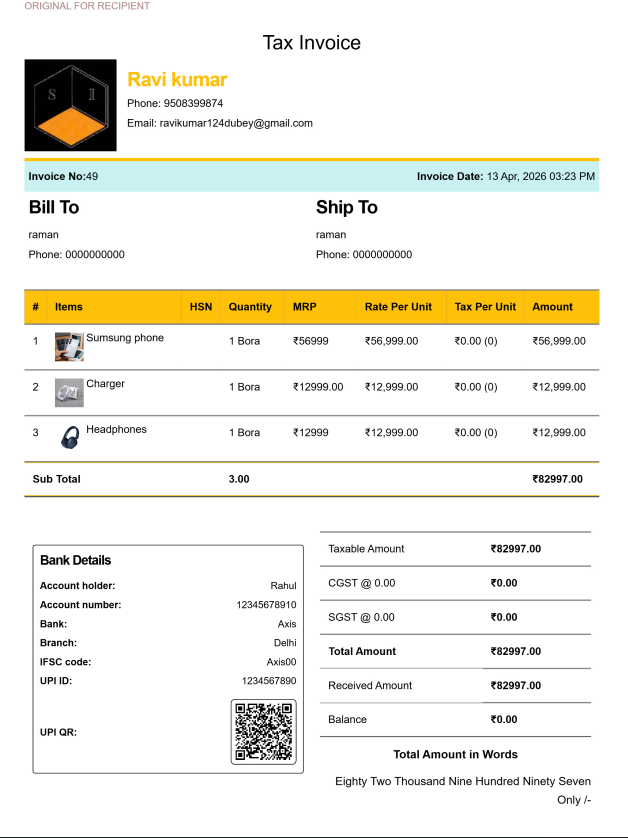 Modern Classic Mobile Bill