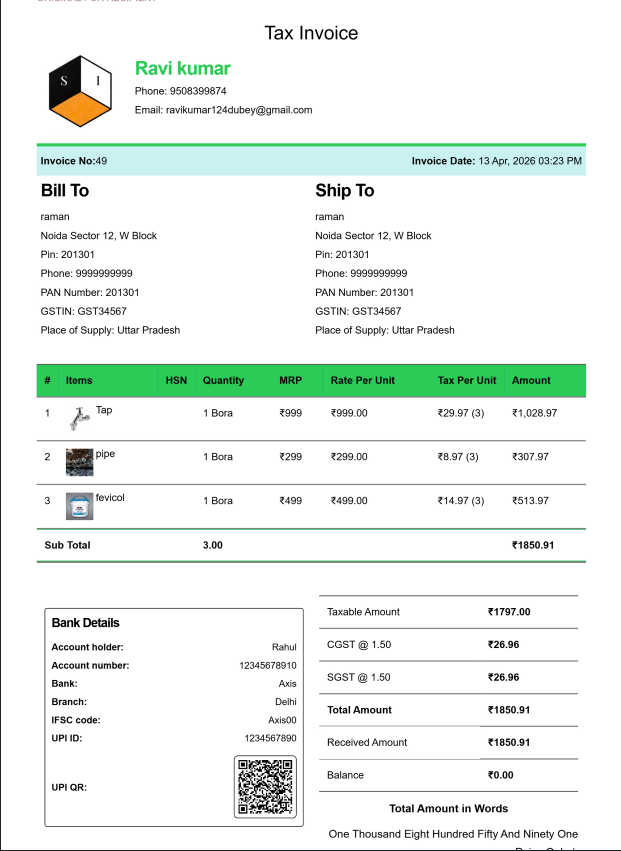 Modern Kirana Bill